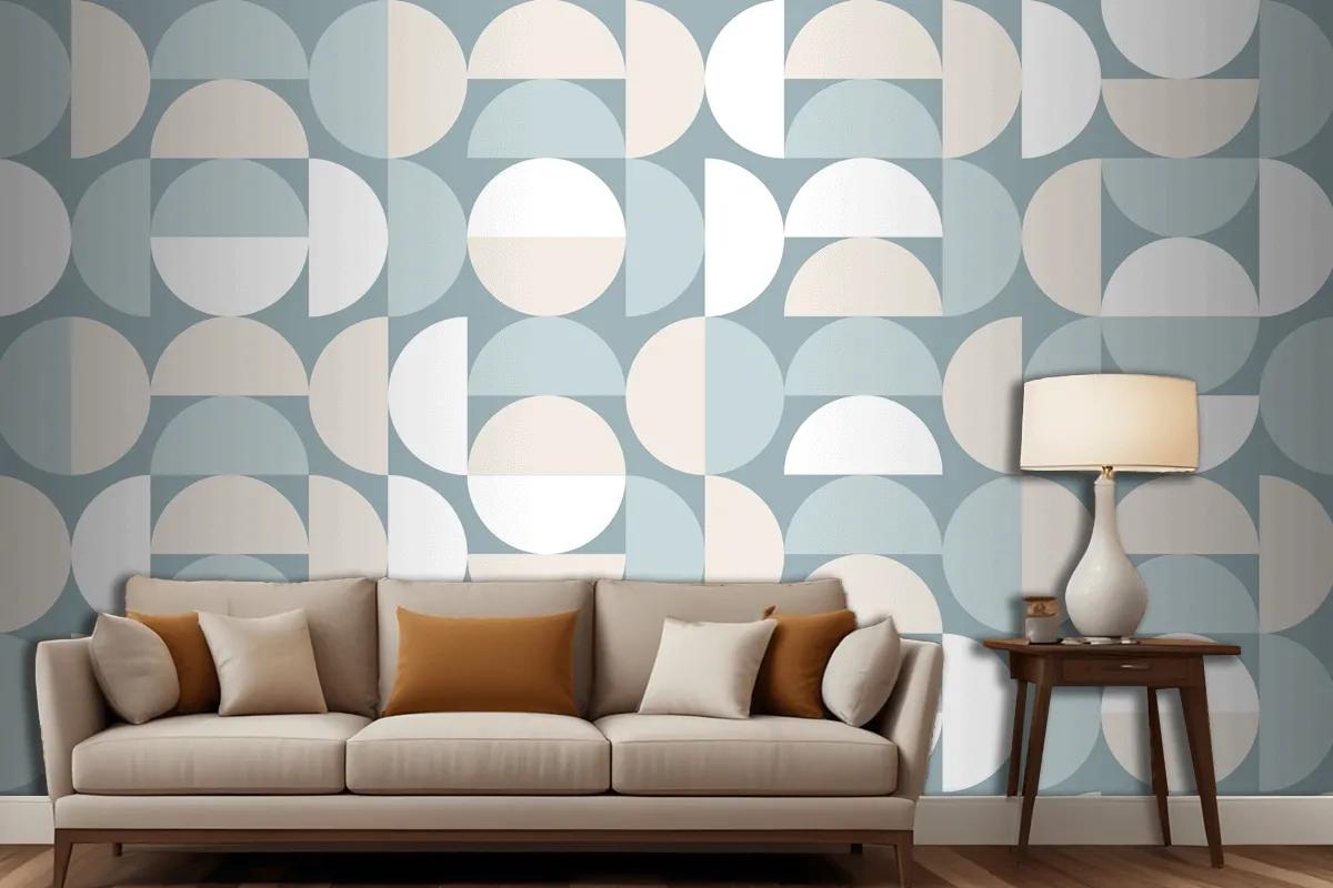 Flat Design Color Blocking Pattern Living Room Wallpaper Mural