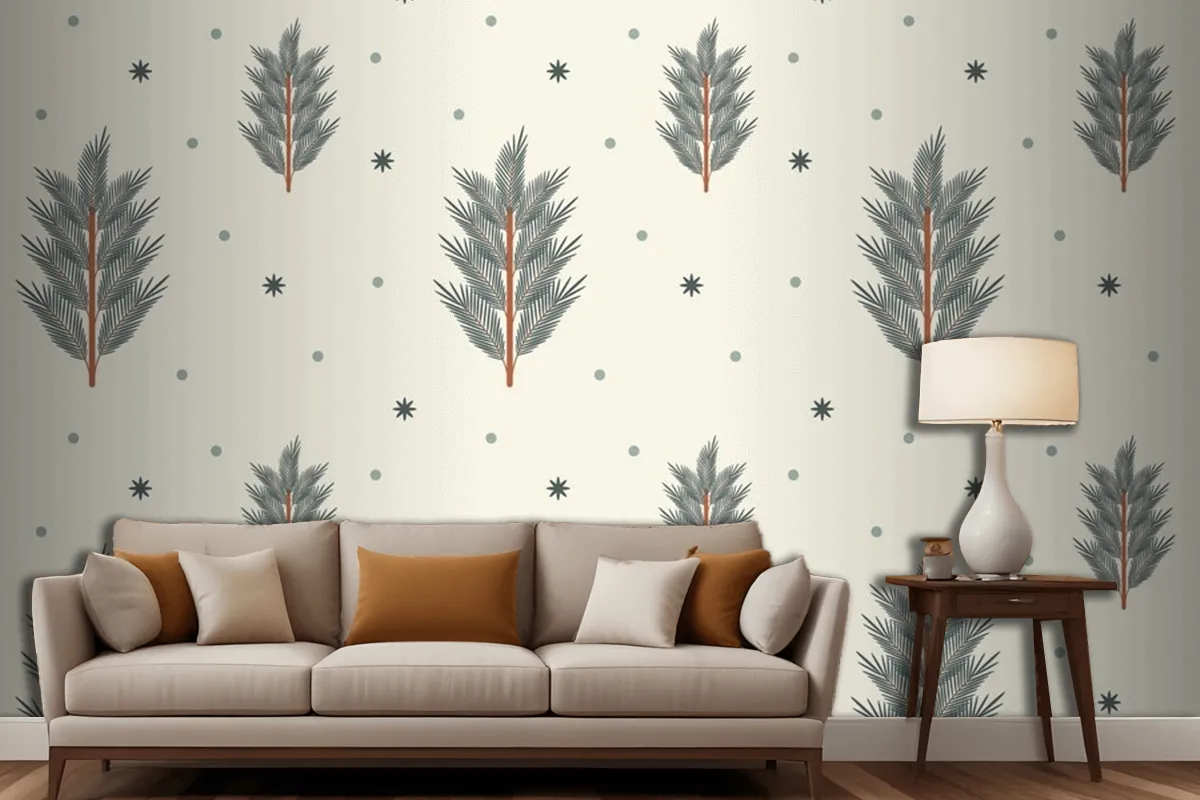 Flat Of Christmas Tree Seamless Pattern Living Room Wallpaper Mural