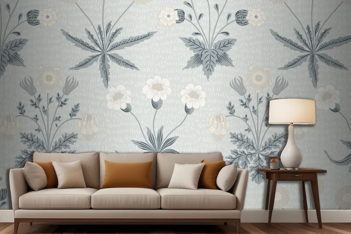 Floral Pattern Design Living Room Wallpaper Mural