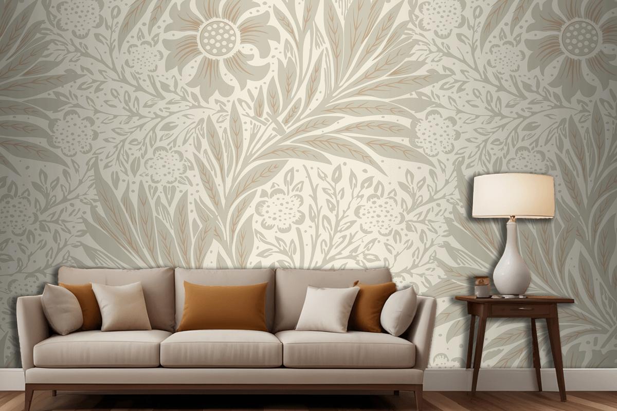 Floral Pattern Living Room Wallpaper Mural