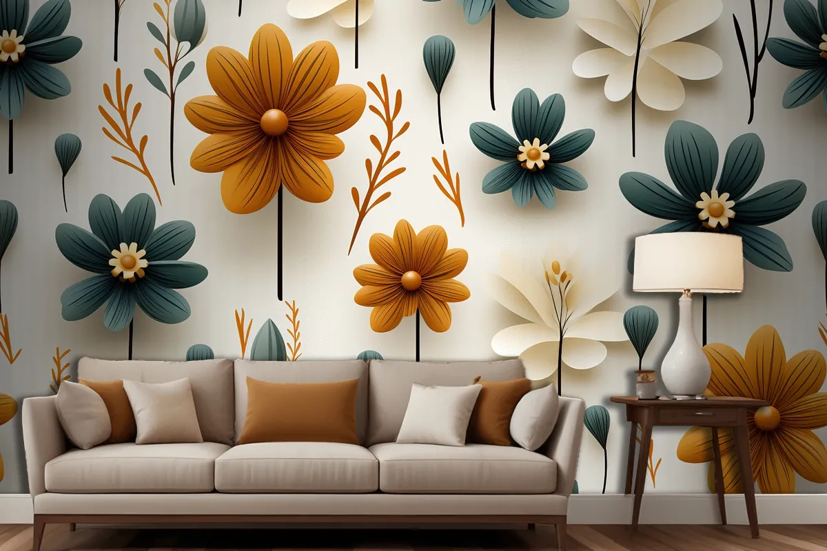 Floral Seamless Pattern Delicate And Vibrant Blooms Wallpaper Mural