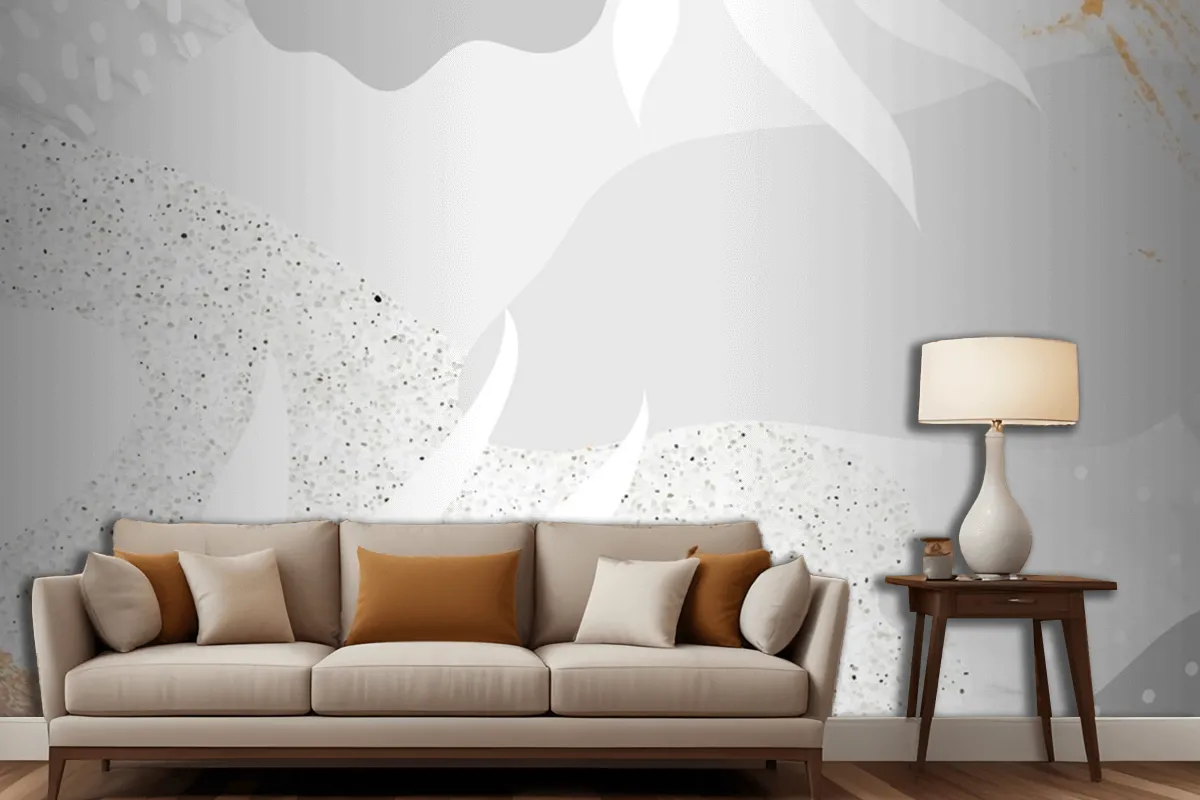 Grayish Botanical Memphis Pattern Background Wallpaper Mural