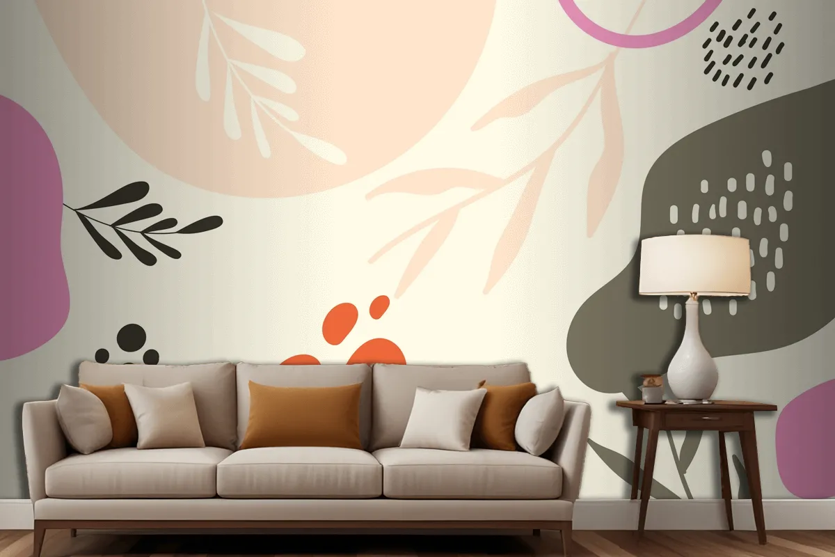 Hand Drawn Flat Design Abstract Doodle Living Room Wallpaper Mural