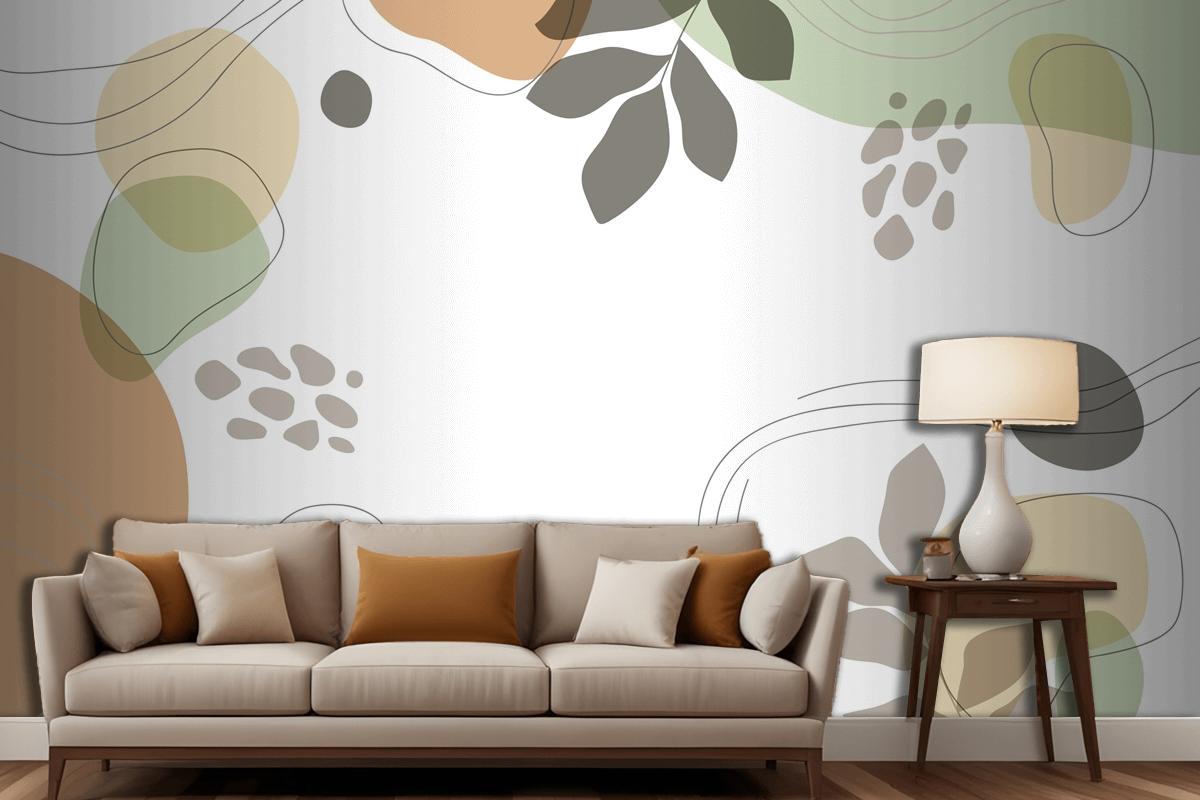 Hand Drawn Minimal Living Room Wallpaper Mural