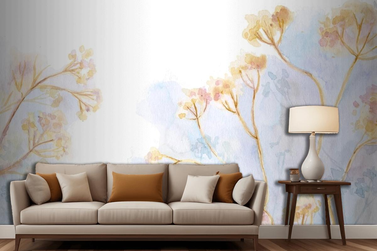 Hand Painted Watercolor Nature Background Living Room Wallpaper Mural