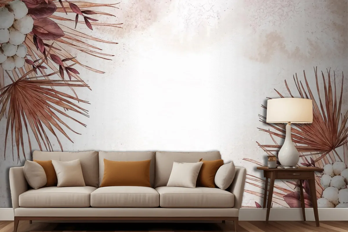 Hand Painted Watercolor Nature Background With Empty Space Living Room Wallpaper