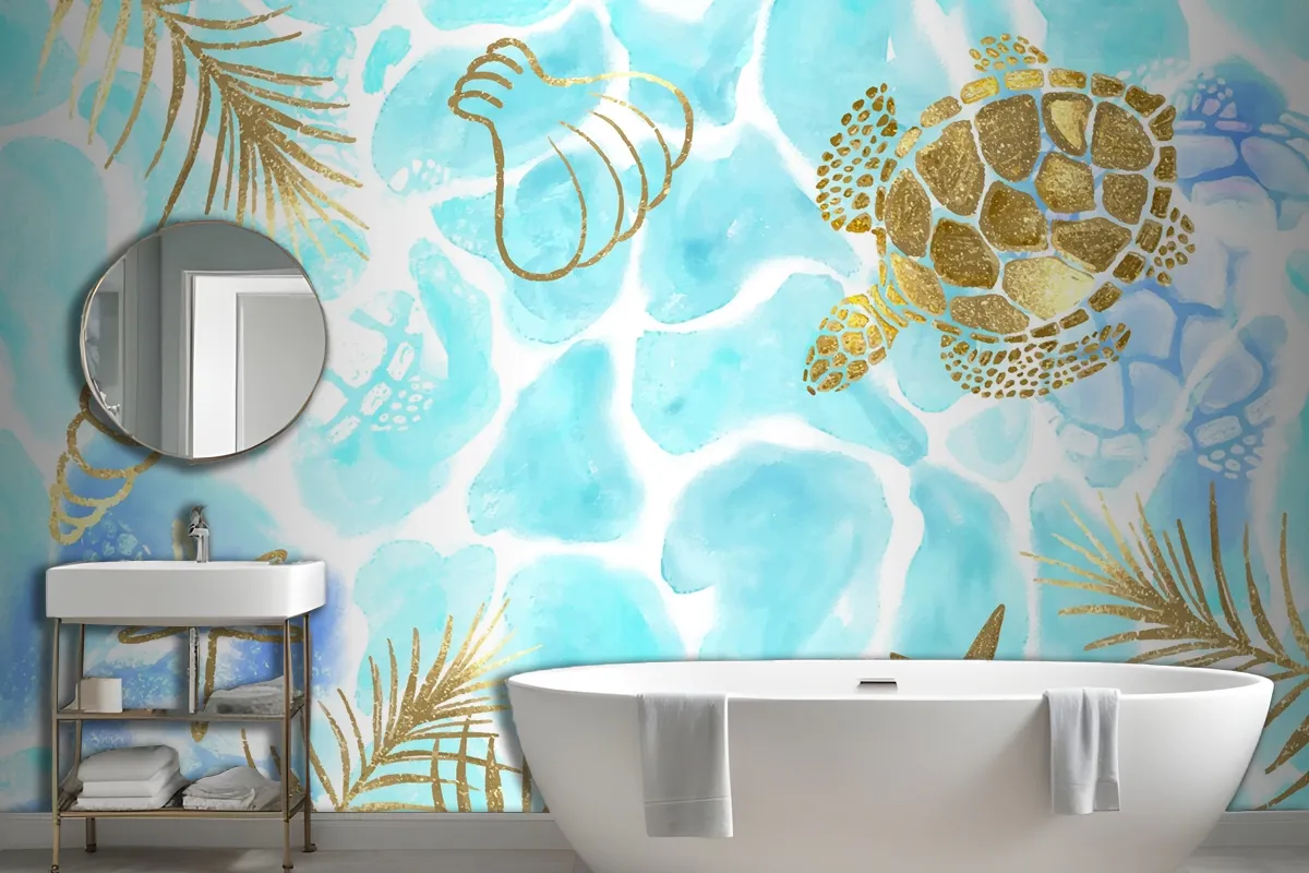 Hand Painted Watercolor Summer Background Bathroom Wallpaper Mural