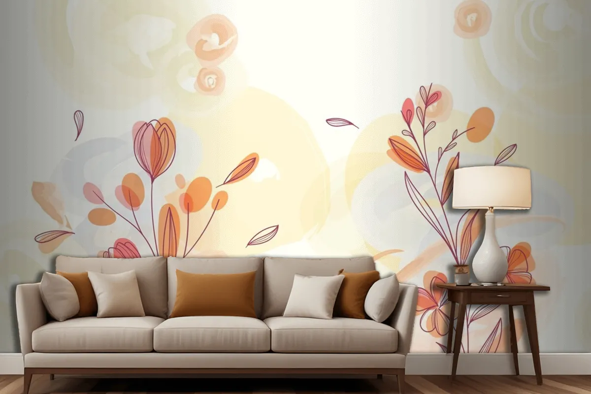 Natural Hand Painted Floral Background Living Room Wallpaper Mural