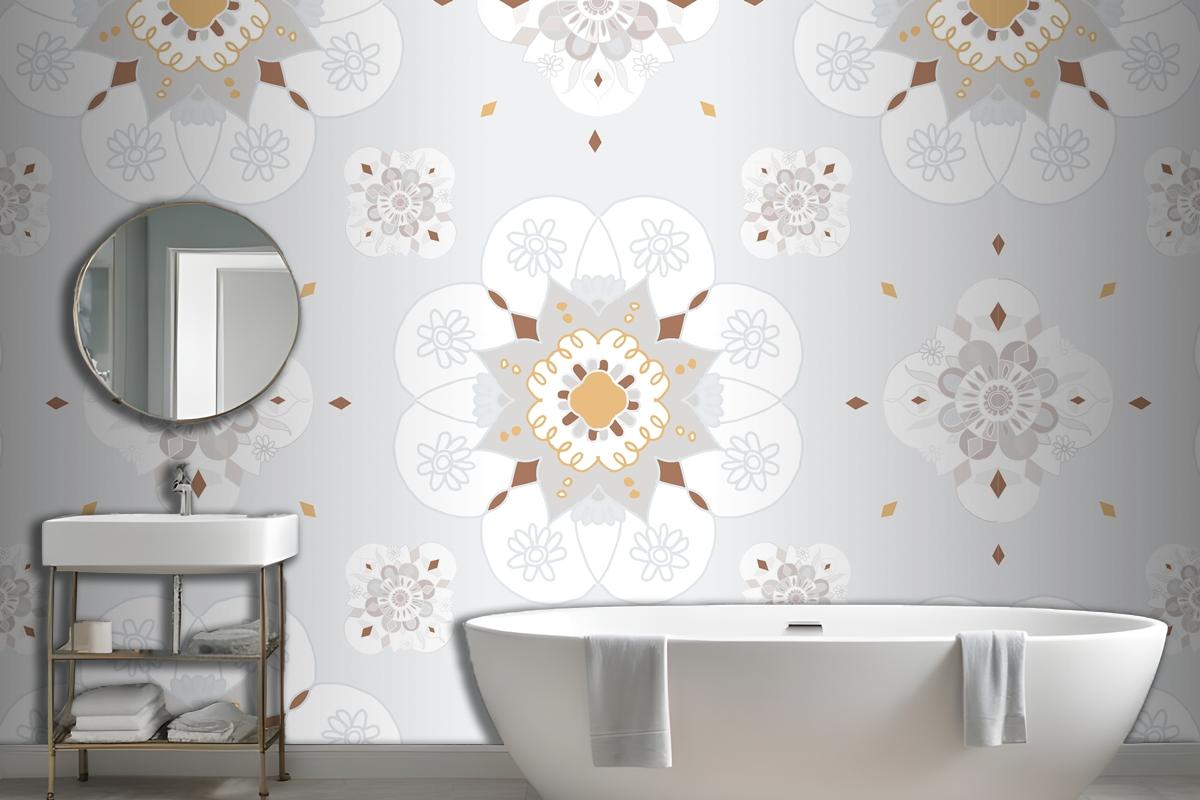 Oriental Mandala Floral Pattern Wallpaper Mural