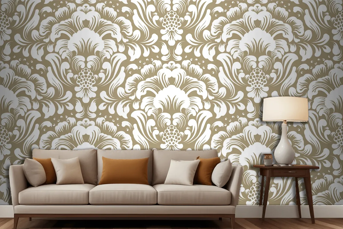 Ornamental Damask Seamless Pattern Wallpaper Mural