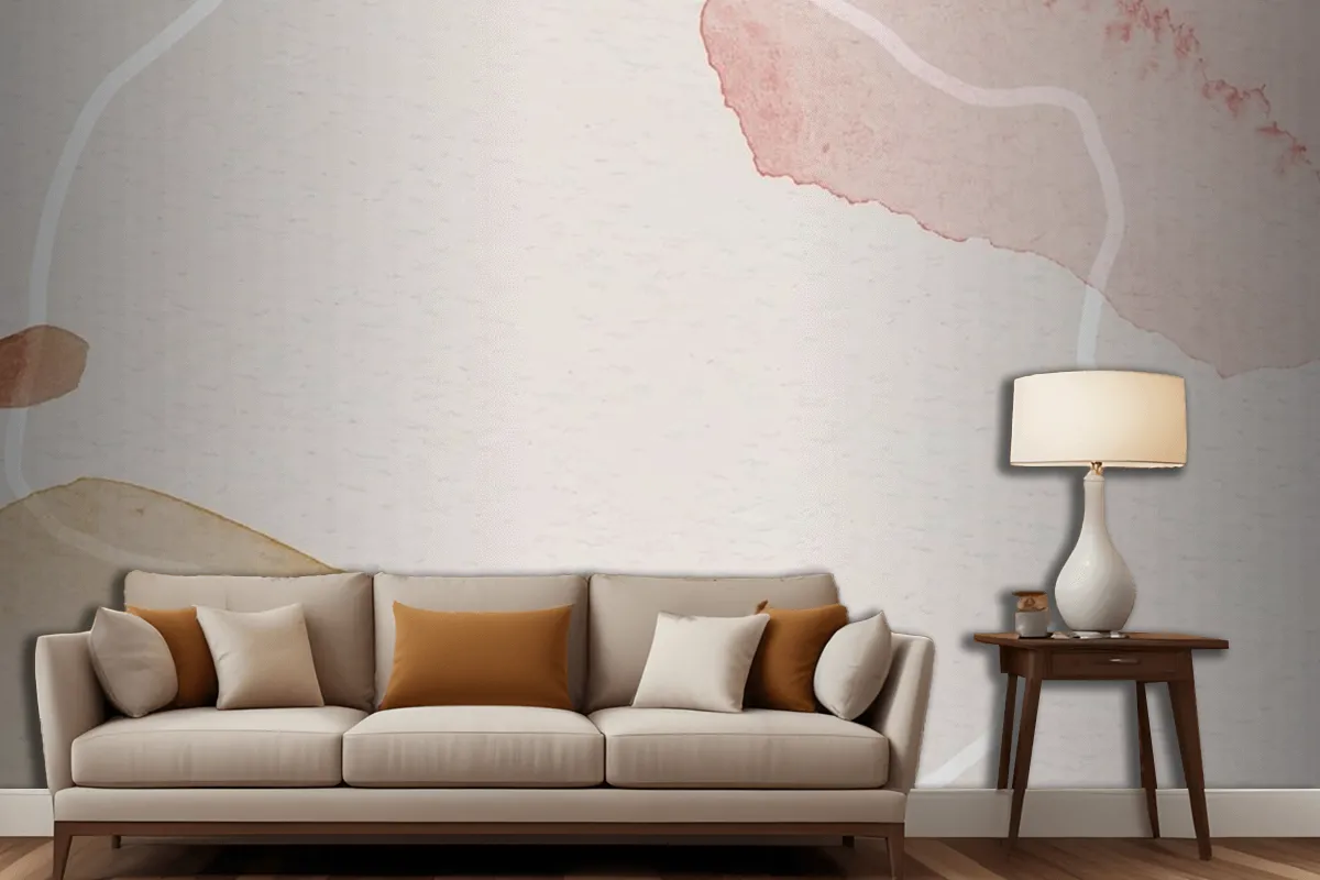 Pink And Brown Watercolor Patterned Background Template Living Room Wallpaper Mural