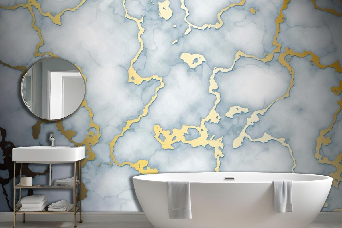 Realistic Liquid Marble Background With Gold Wallpaper Mural