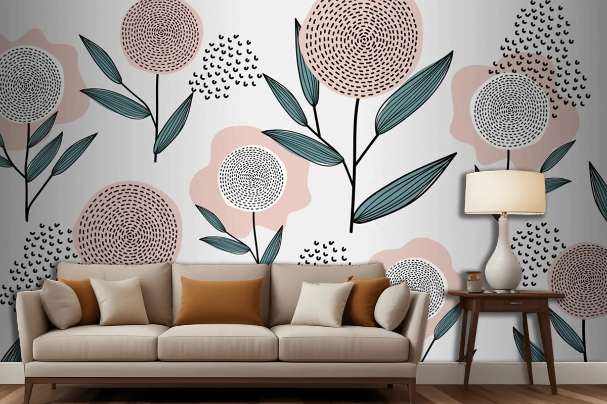 Retro Floral Pattern Living Room Wallpaper Mural