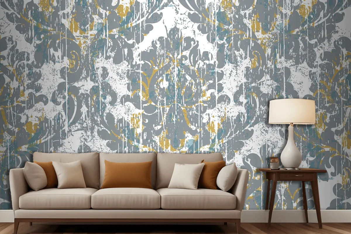 Royal Vintage Grunge Style Damaged Retro Wallpaper Mural