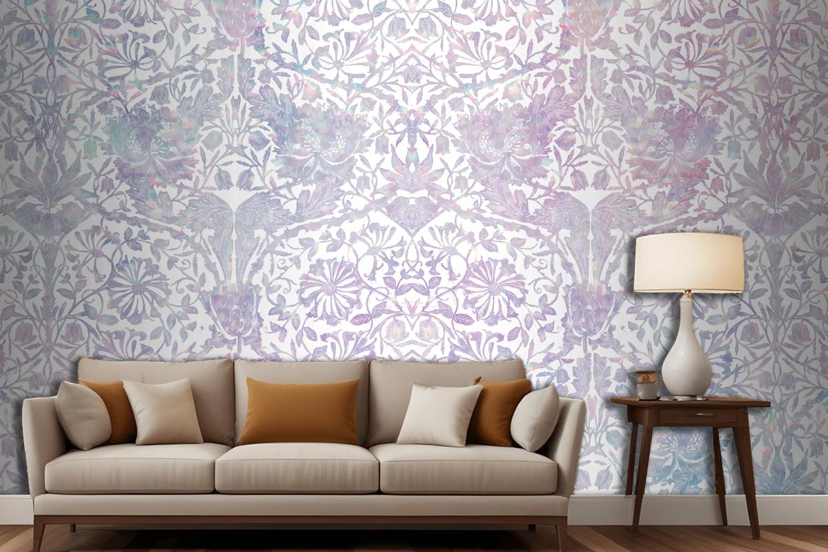 Vintage Floral Holographic Pattern Remix Wallpaper Mural