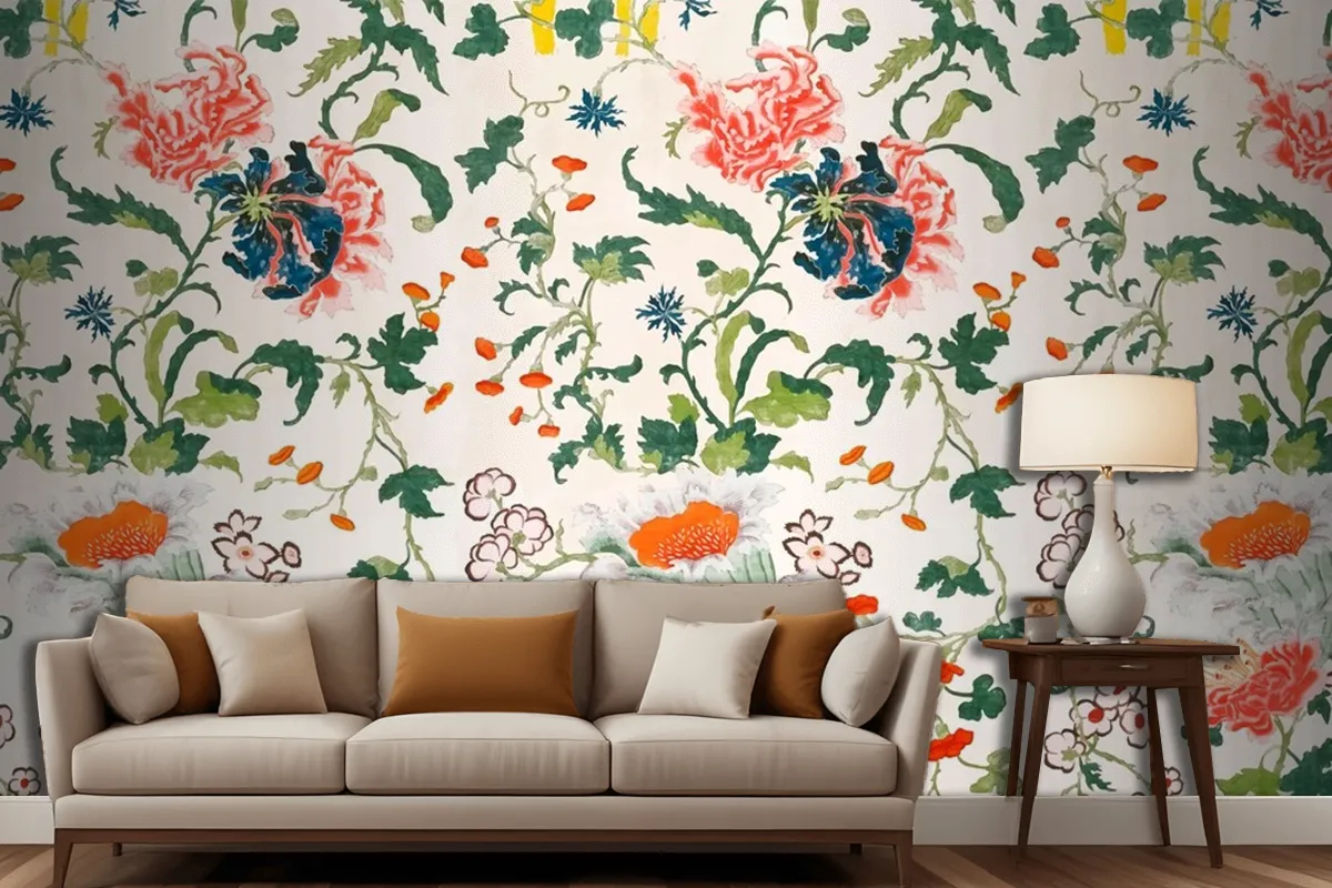 Vintage Floral Pattern Background Living Room Wallpaper Mural