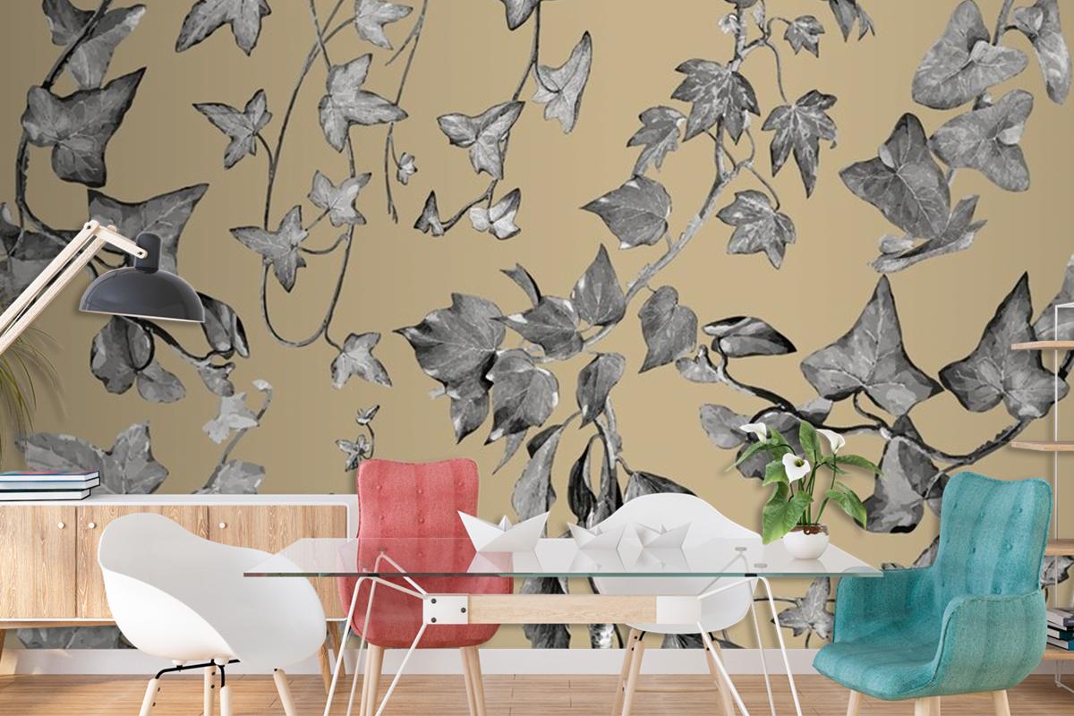 Vintage Plants And Leaves Living Room Wallpaper Mural