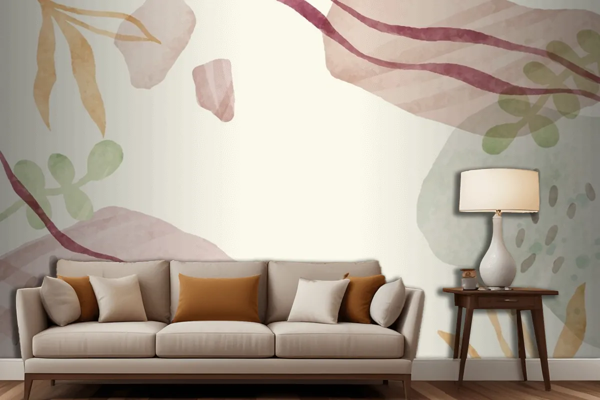 Watercolor Abstract Doodle Background Living Room Wallpaper Mural