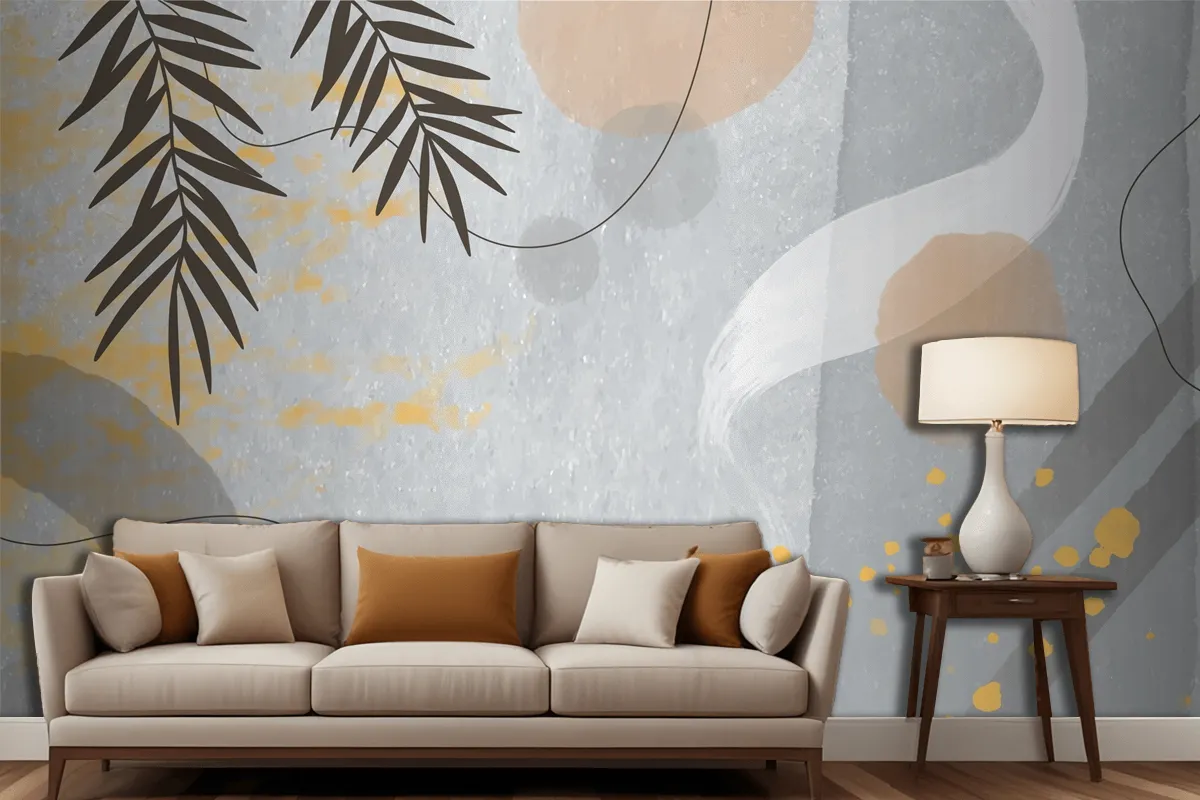 Watercolor Abstract Doodle Living Room Wallpaper Mural