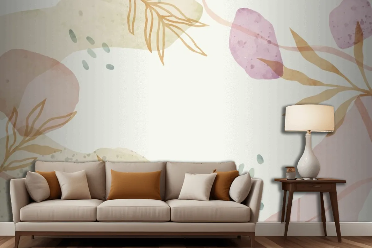 Watercolor Abstract Doodle Wallpaper Mural