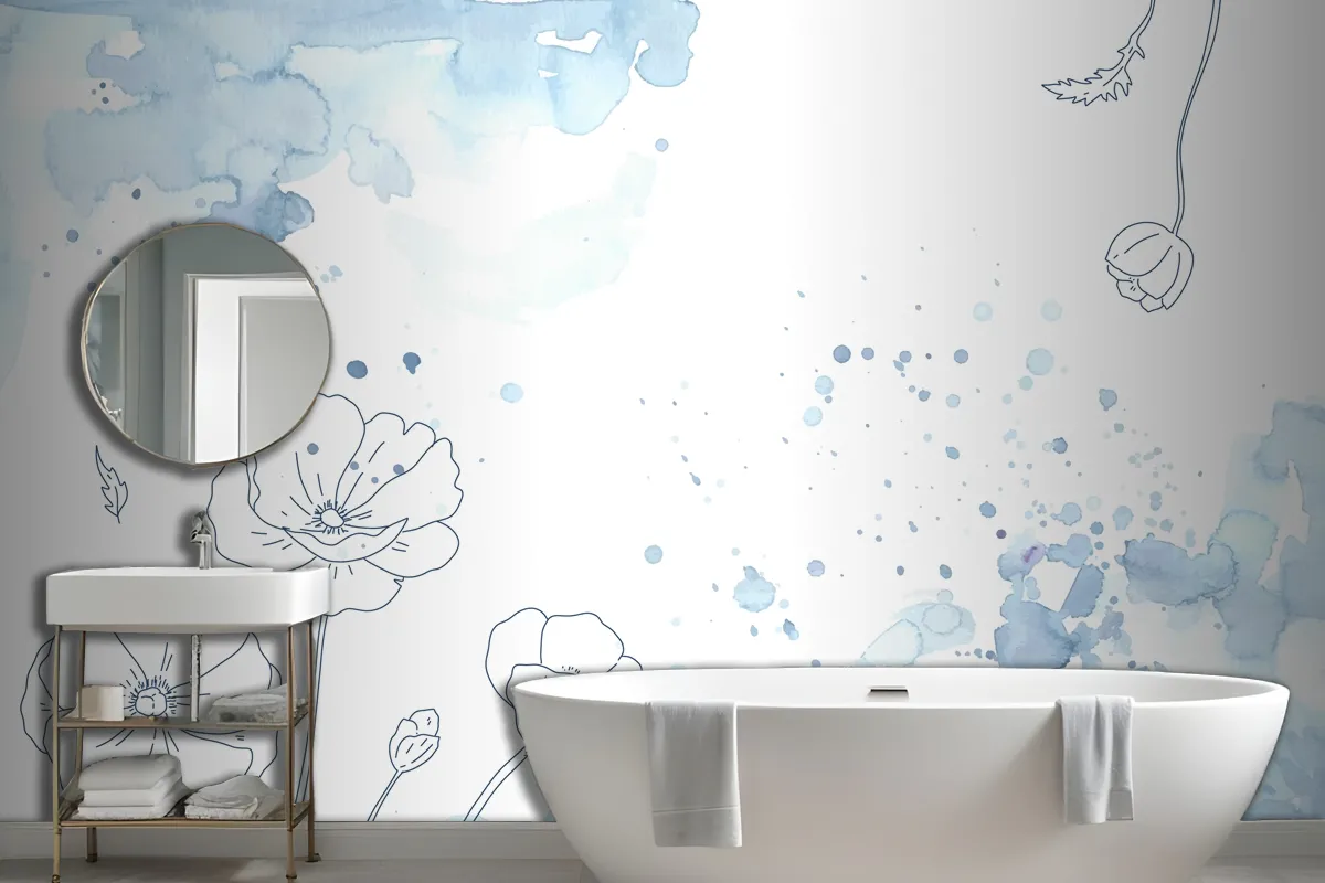 Watercolor Abstract Floral Wallpaper Mural