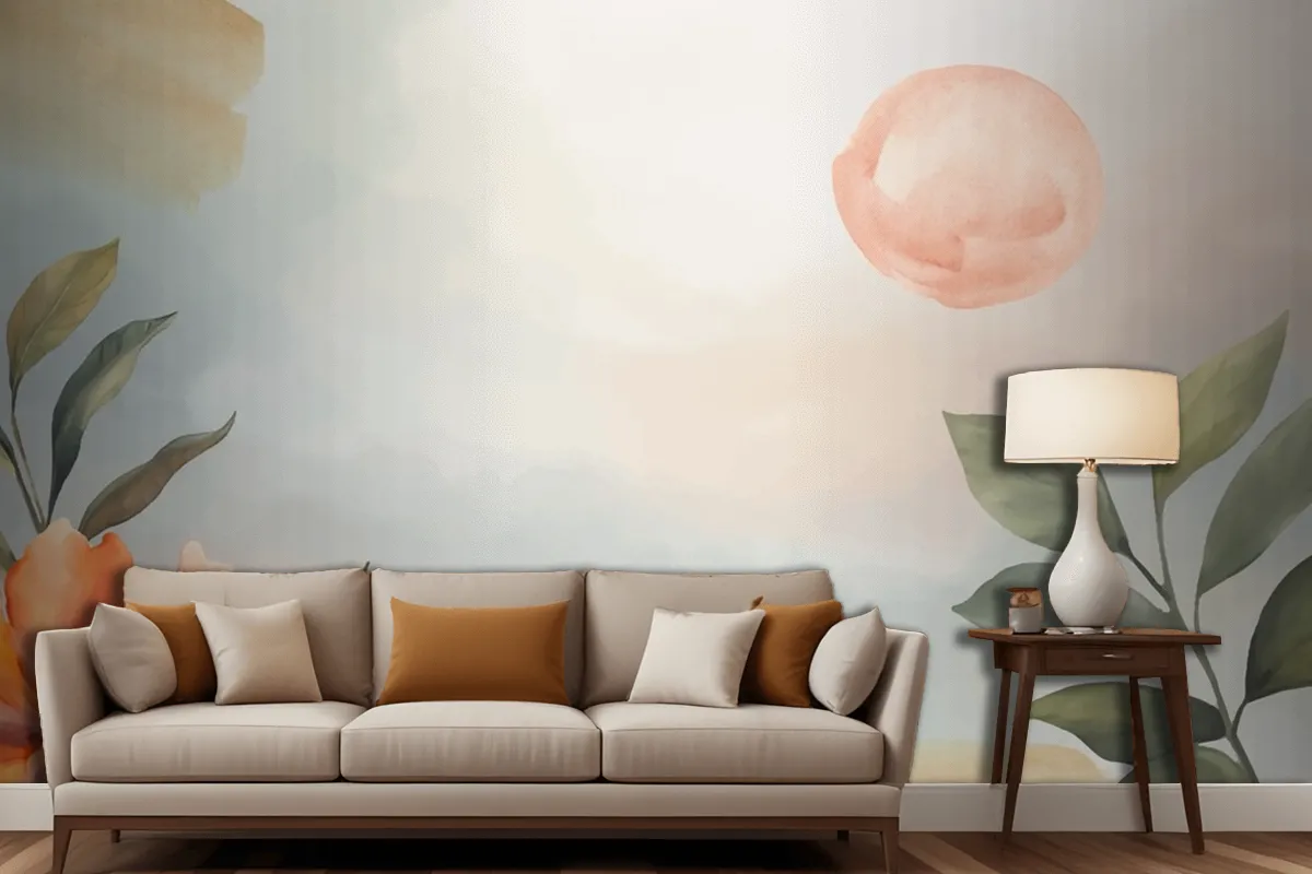 Watercolor Soft Earth Tones Background Living Room Wallpaper Mural