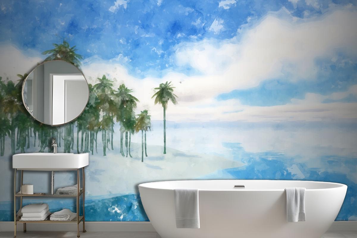 Watercolor Summer Tropical Background Wallpaper Mural