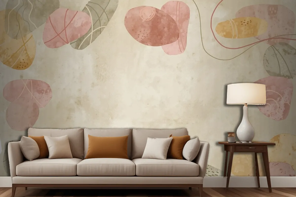 Watercolor Terracota Background Living Room Wallpaper Mural