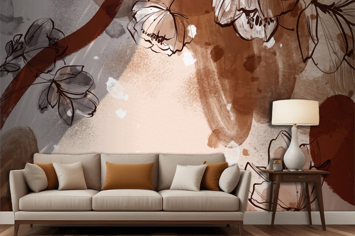 Watercolor Terracotta Background Living Room Wallpaper Mural