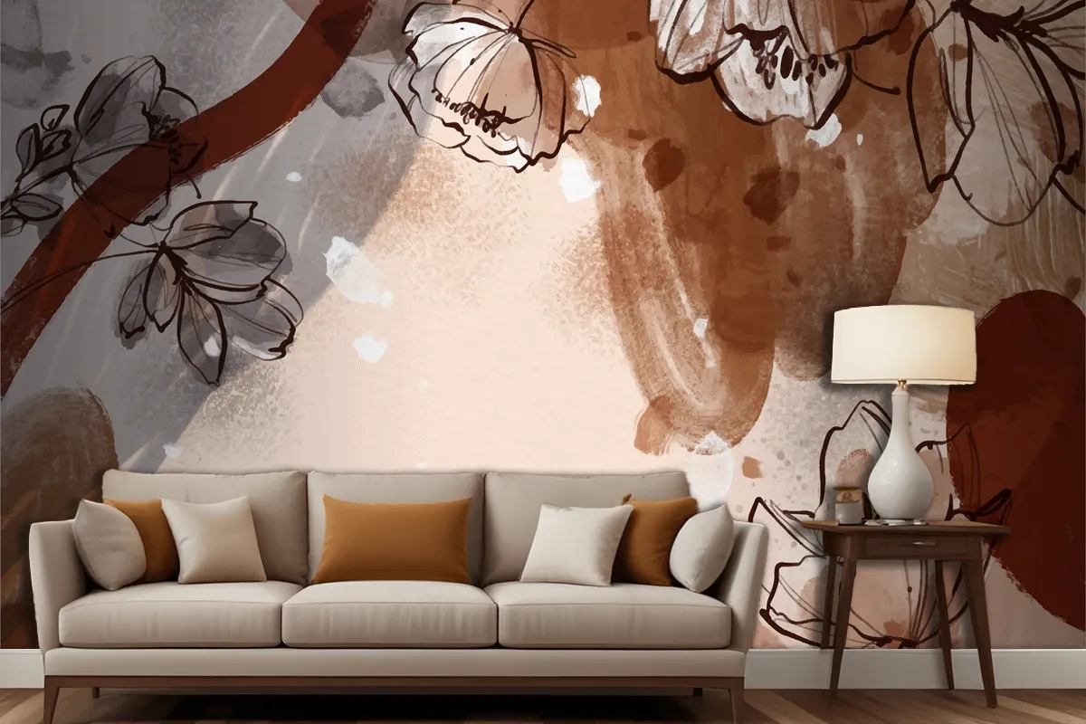 Watercolor Terracotta Background Wallpaper Mural