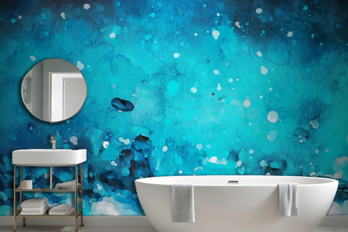 Watercolour Blue Paint Stroke Texture Wallpaper Mural