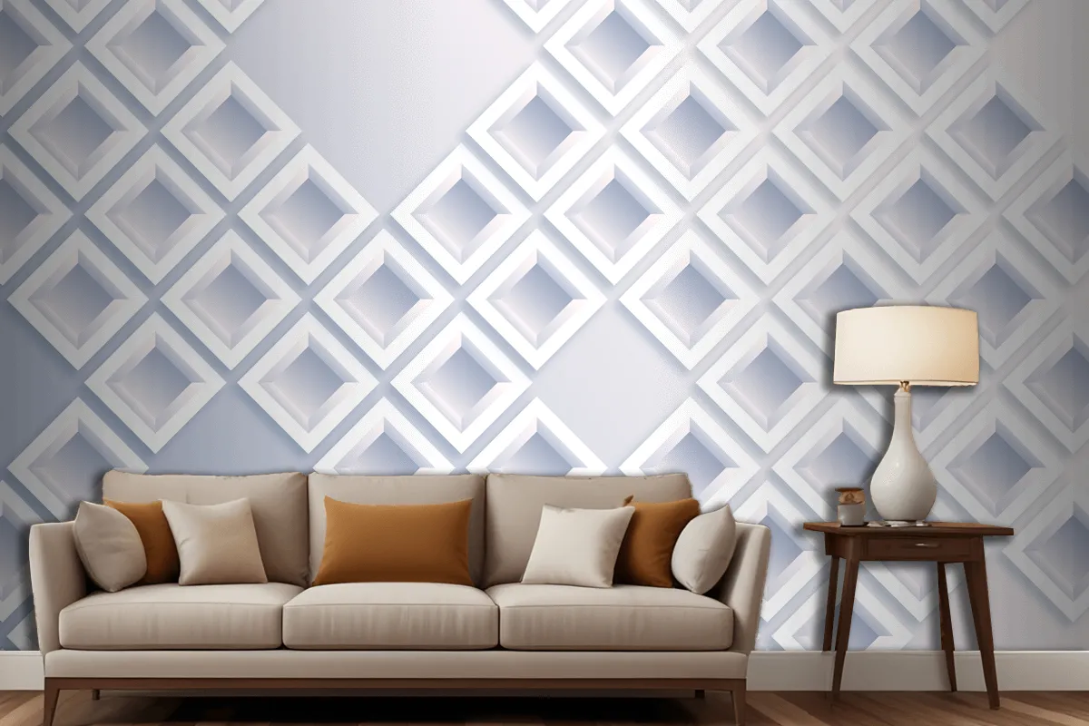 White Abstract 3D Paper Style Living Room Wallpaper Mural