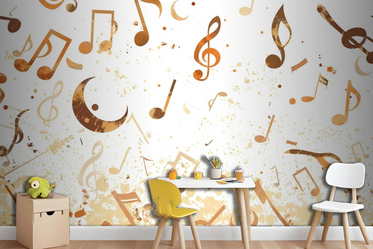 A Group Of Musical Notes Flying Through The Air Wallpaper Mural