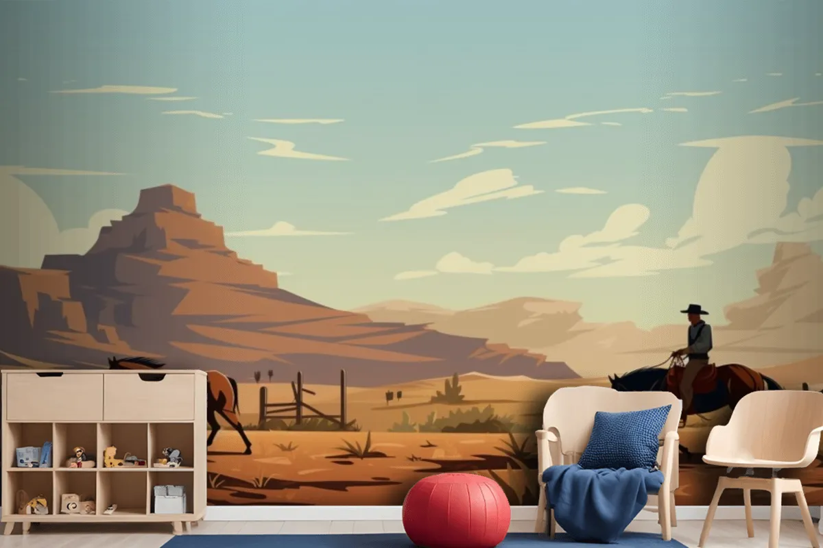 A Man Riding A Horse In The Desert Wallpaper Mural