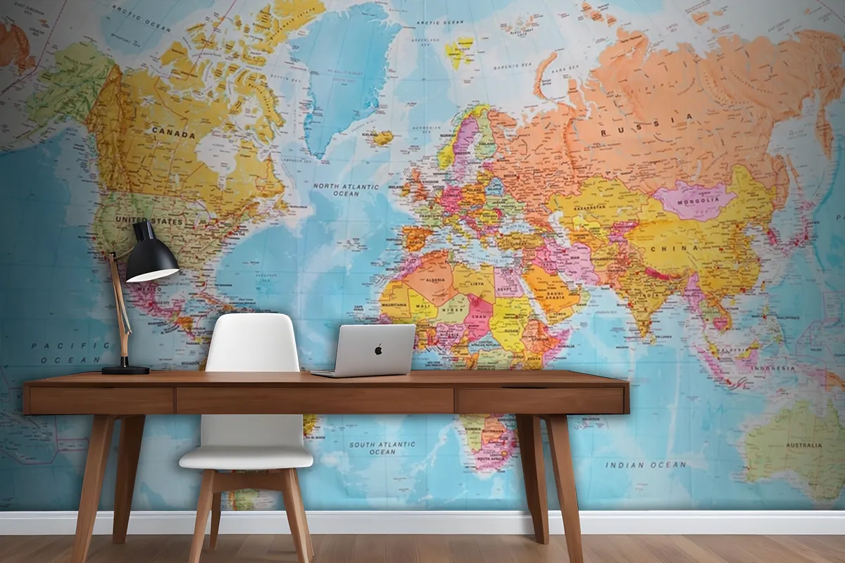 A Political Map Of The World Wallpaper Mural