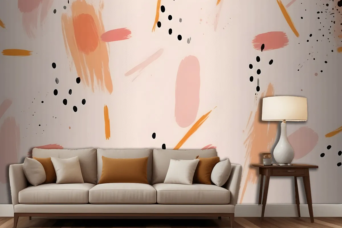 Abstract Background With Various Brush Strokes In Shades Of Wallpaper Mural