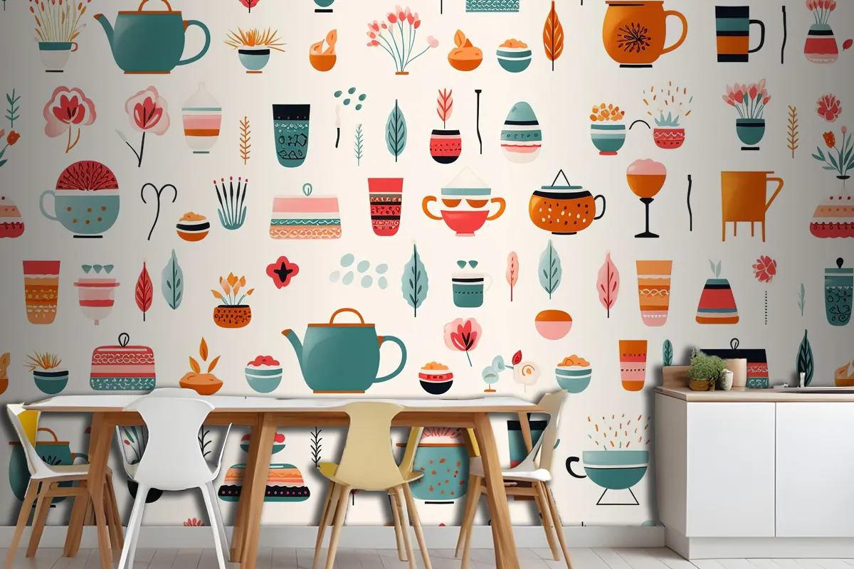 Abstract Floral Composition With Soft Colors Kitchen Wallpaper Mural