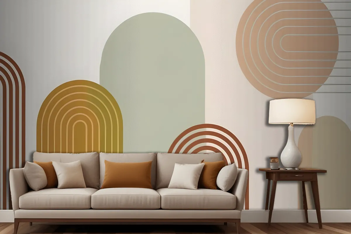 Abstract Geometric Shapes In Earthy Tones Wallpaper Mural