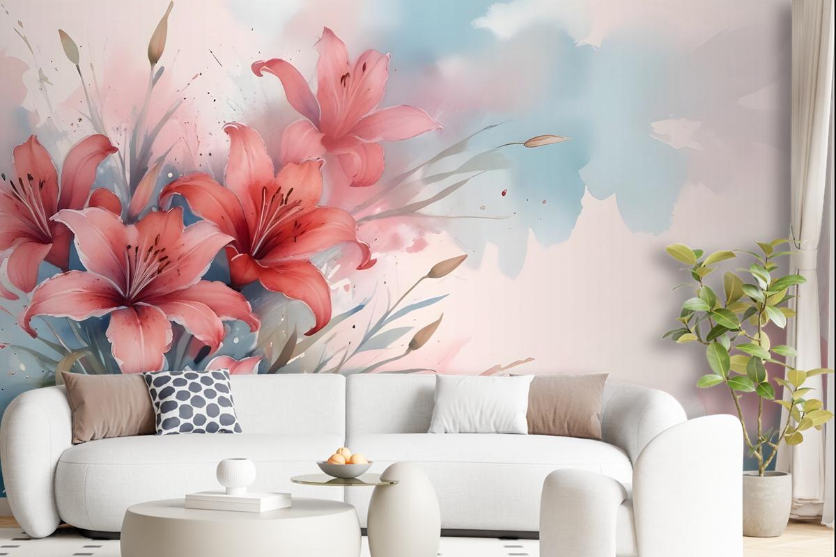 Abstract Lily Wallpaper Mural