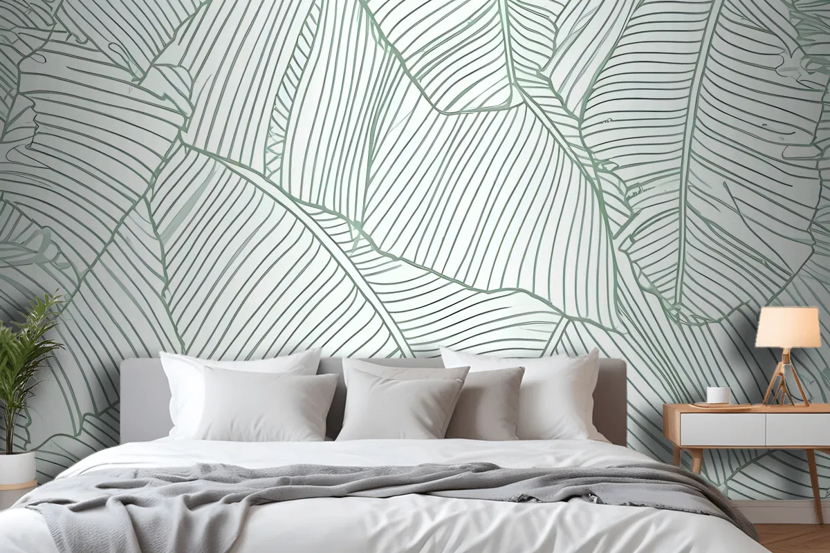 Abstract Lines Palm Leaves Wallpaper Mural