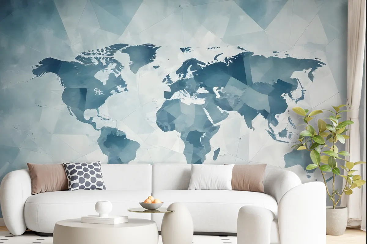 Abstract Map With Geometric Line Wallpaper Mural