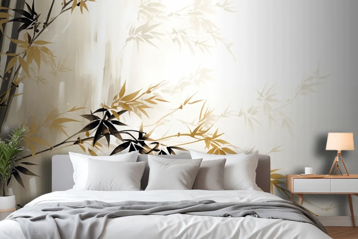 Abstract Oil Painting Technique Flowers Leaves Wallpaper Mural