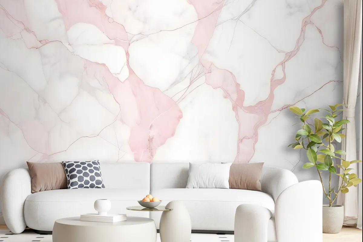 Abstract Pink Marble Stone Art Wallpaper Mural