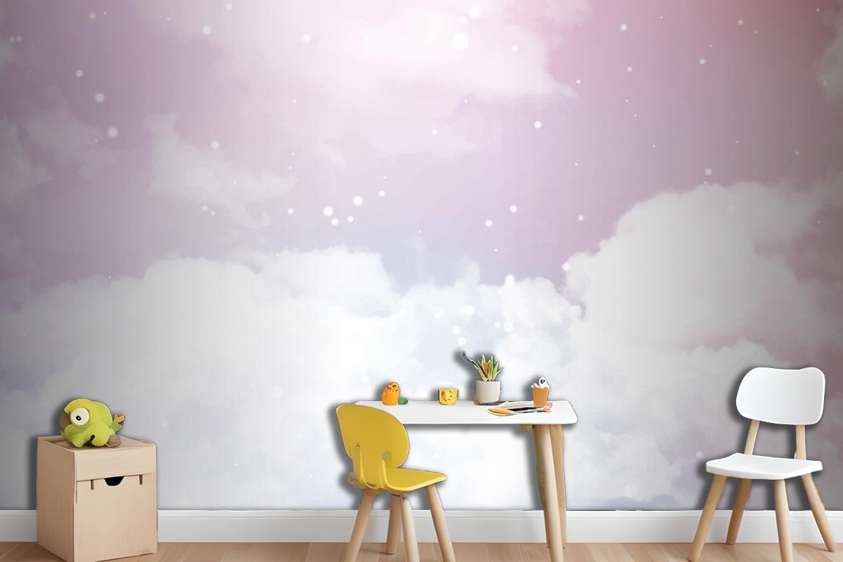 Abstract Sky With Sugar Cotton Candy Clouds Design Wallpaper Mural