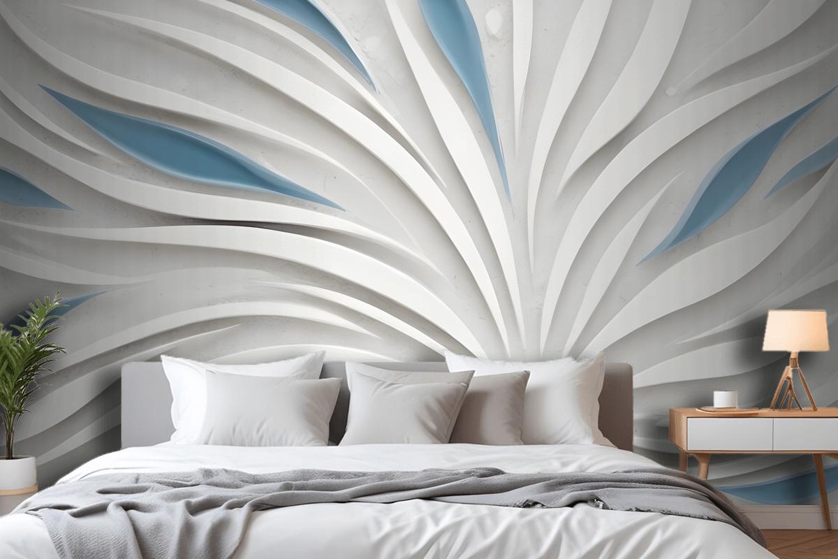 Abstract White And Blue Swirling Pattern Wallpaper Mural