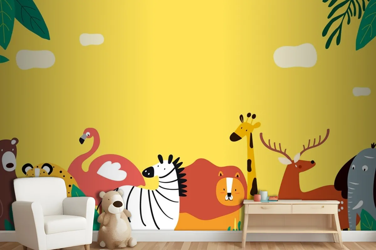 Animals Theme Template Vector Wallpaper Mural