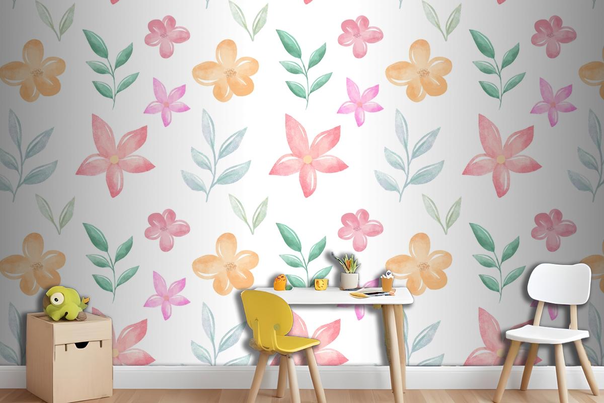 Background Floral Watercolor With Soft Colors Wallpaper Mural