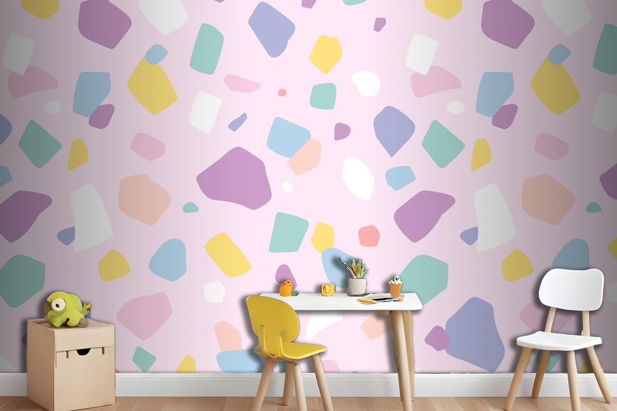 Background Seamless Pattern Vector With Cute Pastel Terrazzo Wallpaper Mural