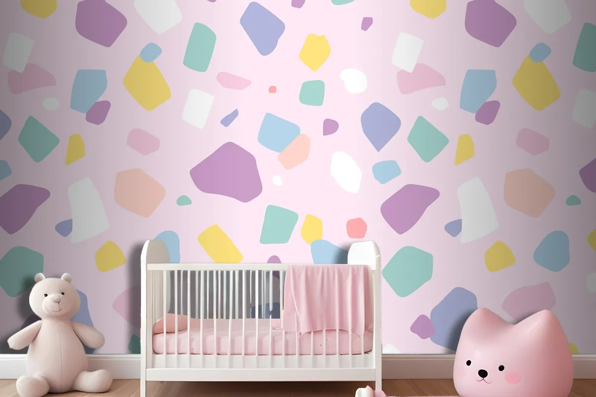 Background Seamless Pattern Vector With Cute Pastel Terrazzo Wallpaper Mural