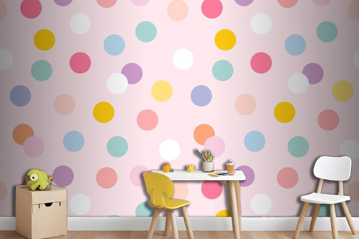 Background Seamless Pattern With Cute Pastel Polka Dots Wallpaper Mural